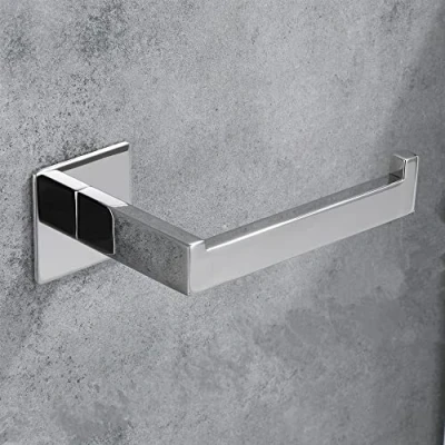Immagine di CCKOLE Portarotolo per carta igienica senza fori, in acciaio inox 304, cromato, autoadesivo (argento non necessita di foratura)