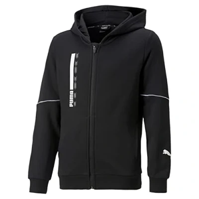 Immagine di PUMA Active Sports Felpa con Cappuccio Zip Intera TR B, Sudore Bambino, Black, 116 cm