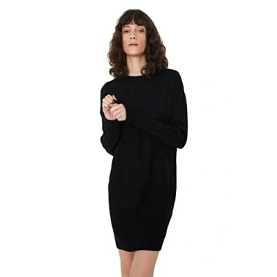 Immagine di Trendyol Abito in Maglieria Oversize Midi Shift Vestito, Nero, M Donna