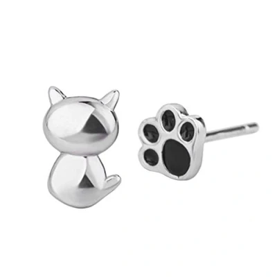 Immagine di N / a Nigoz Orecchini perno lisci forma di gatto, Asimmetrici, Mini Gatto con design animale carino per fidanzata, qualità adorabile, pratici e convenienti