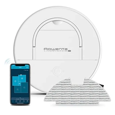 Immagine di Rowenta RR9067WH X Plorer Serie 130 Ai, Robot Aspirapolvere Lavapavimenti, Mappatura, Tecnologia Ai e Laser Evitamento Ostacoli, Adatto a Smartphone Assistenti Vocali,Bianco
