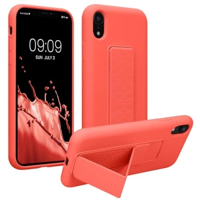Immagine di kwmobile 1x Custodia Compatibile con Apple iPhone XR Cover Supporto Dita Back Case per Smartphone Protezione Gommata Corallo