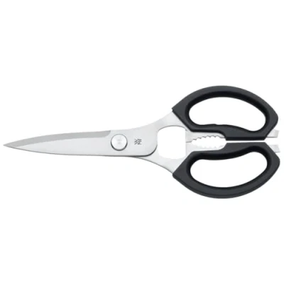 Immagine di WMF forbici da cucina 23 cm, acciaio inossidabile Cromargan, manico in plastica, universali con apribottiglie e sollevatore di lattine, Grigio scuro