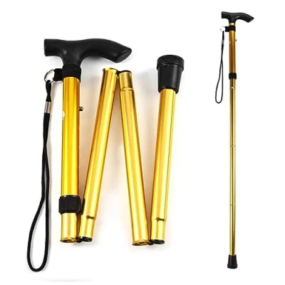 Immagine di Bastone per Anziani Pieghevole, da Passeggio flessibile Pieghevole Floreale Oro Estensibile donna bastoni camminare Canna di alluminio Regolabile in Altezza