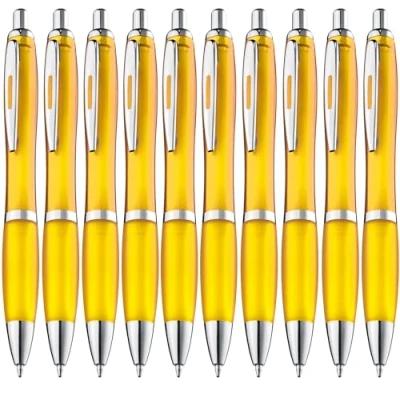 Immagine di ZENSCRIBE® Set di 20 penne a sfera ergonomiche, alta qualità, antiscivolo, per una scrittura semplice e morbida, colore giallo