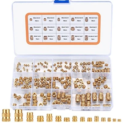 Immagine di 220 Pezzi Dado Inserto Filettato, Filettate in Ottone, M2/M2.5/M3/M4/M5/M6 Pressione Zigrinati per Parti Plastica Della Stampante 3D