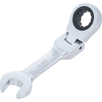 Immagine di BGS 6911 Chiave combinata a cricchetto corta 100 mm inclinabile SW 11 dentata fine acciaio CV