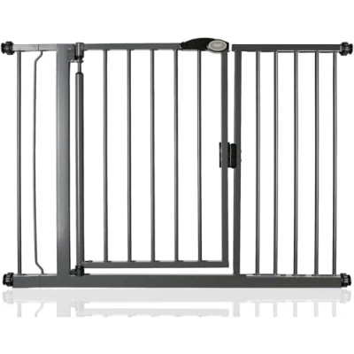 Immagine di Safetots Cancelletto per Scale a Chiusura Automatica Pressione, 118.2 cm 125.2 cm, Grigio ardesia, Bambini, Barriera di Sicurezza Bambini