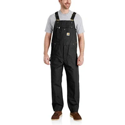 Immagine di Carhartt Salopette In Tessuto Duck, Vestibilità Comoda, Uomo, Nero, 38W / 30L