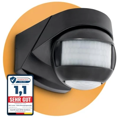 Immagine di SSC LUXon KELEA Rilevatore di movimento con Sensore crepuscolare esterno IP54 per parete, soffitto e angoli PIR nero girevole regolabile