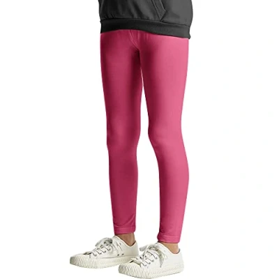 Immagine di L&amp;K II Leggings per Bambini di Base Uni Colore Ragazze Pantaloni da Ballo Fitness in Cotone 2708 Rosa 116