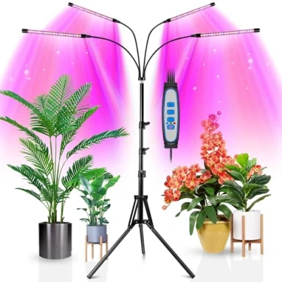 Immagine di wolezek Lampada per Piante con Treppiede, Lampade da Coltivazione Indoor Spettro Completo,Treppiede Regolabile 40 120CM, temporizzazione 4/8/12H（RF Controller
