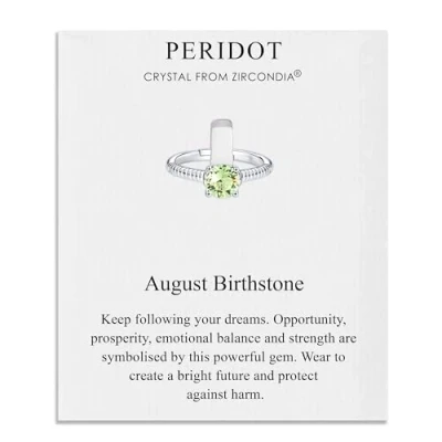 Immagine di Philip Jones Agosto (Peridot) Anello Regolabile con Pietra Portafortuna Creato Cristalli Zircondia®