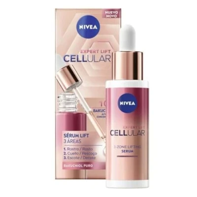 Immagine di NIVEA Cellular Expert Lift siero 3 Aree (1 x 30 ml), antirughe con x10 Bakuchiol puro altamente concentrato, anti età per viso, collo e scollatura
