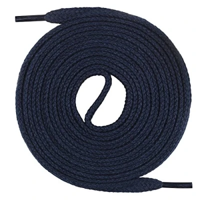 Immagine di Mount Swiss© Premium Lacci da scarpe piatti 1 paio in 100% cotone resistenti agli strappi larghezza 7 mm lunghezza 45 200 cm. Adulti (unisex) Dunkelblau 120 cm