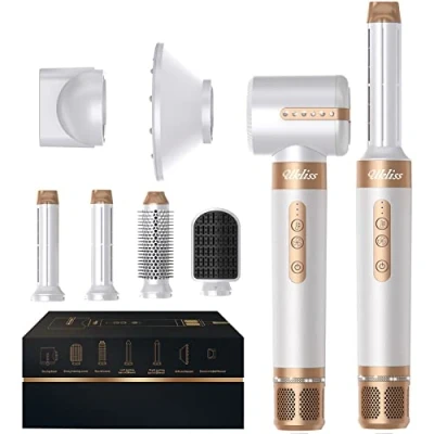 Immagine di Asciugacapelli Air Styler 7 IN 1, 2024 NEW 110000 GIRI/MIN Multifunzione Con Spazzola Lisciante, Ferro Arricciacapelli ad aria Calda, Styling Arricciatura Raddrizzamento