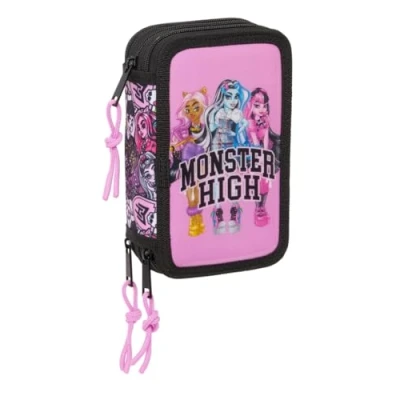 Immagine di Safta MONSTER HIGH DRAMA astuccio scuola con 37 utili inclusi, per bambini, ideale bambini dai 5 ai 14 anni, comodo e versatile, qualità resistenza, 12,5 x 5,5 19,5 cm, multicolore,