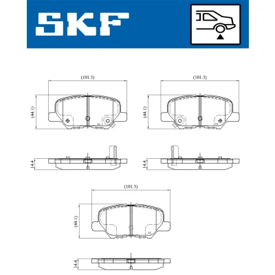 Immagine di SKF VKBP 90253 A Kit pastiglie freno con segnalatore acustico usura MITSUBISHI: ASX SUV, OUTLANDER 3, Eclipse Cross, CITROËN: C4 Aircross