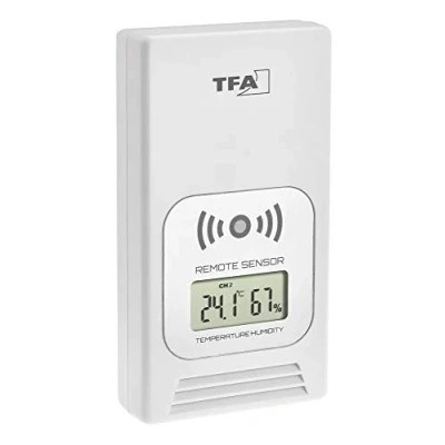 Immagine di TFA Dostmann sensore Esterno di Termo igro con Display, 30.3241.02 trasmettitore Ricambio, da per Stazione Meteo Radio Life 35.1153, Bianco