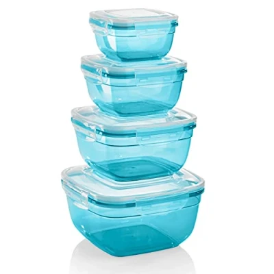 Immagine di Grizzly Contenitore per Alimenti con Coperchio Quadrato Set da 4 Ermetico Anti Perdite senza BPA