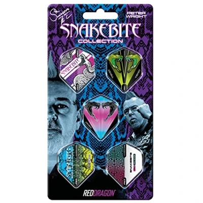 Immagine di RED DRAGON Snakebite Hardcore Dart Flight Collection 5 Set per Confezione (15 Alette in Totale)