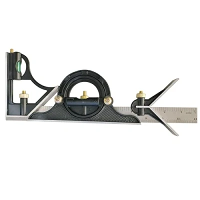 Immagine di KATSU Squadra Combinata 300mm con Livella a Bolla d&#039;Aria Goniometro Righello Angolo Finder Multifunzionale Regolabile Alluminio Squadrette da Carpentieri Strumento di Misurazione