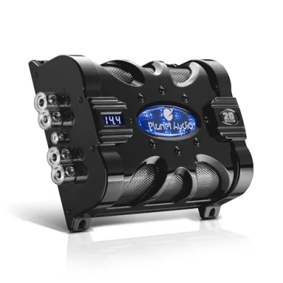 Immagine di Planet Audio Condensatore per auto PC20F 20 Farad, accumulo di energia, migliora i bassi dallo stereo, toni avvertimento, misuratore tensione a LED