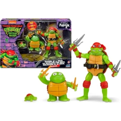 Immagine di TORTUGAS NINJA Pacchetto evoluzione Raphael, include tartaruga pre mutazione, figura di base e Raphael trasformato, liquido OOZE che fa brillare le figure, per bambini 4 anni+, famoso (TU819400)