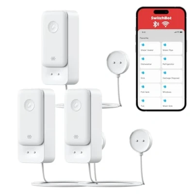Immagine di SwitchBot rilevatore d&#039;acqua WLAN senza hub (solo 2,4 G), sensore dell&#039;acqua intelligente 100 dB, allarme regolabile e notifica app, IP67, impermeabile, di perdite per casa con cavo