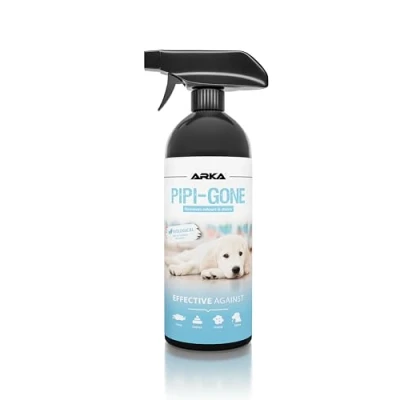 Immagine di ARKA Pipi Weg Cane, rimuove odori e Macchie, Altamente Efficace, Biologico, elimina Macchie di urina, Escrementi Saliva su tappeti, mobili, Imbottiture superfici Impermeabili
