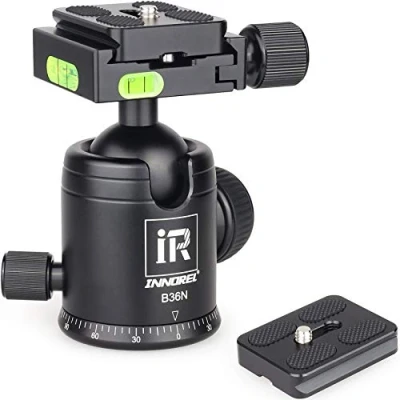 Immagine di INNOREL B36N testa a sfera per treppiede, fotocamera Tirpod con sfera, diametro 36 mm, All Metal CNC Panorama Ballhead 1/4&quot; vite 3/8&quot; foro DSLR Camcorder