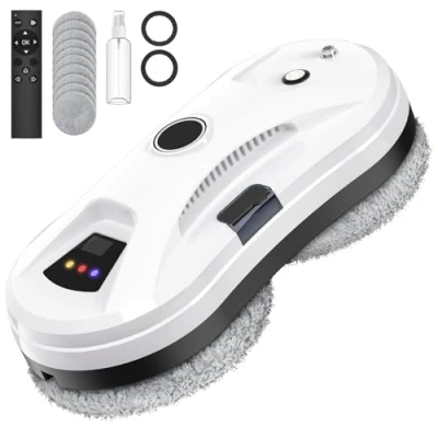 Immagine di Eznaobo Robot per la pulizia delle finestre con funzione spray, 5600Pa, pulitore automatico, telecomando interne ed esterne, 10 stracci (bianco)