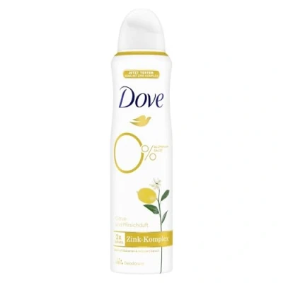 Immagine di Dove deodorante spray per agrumi e pesca, con complesso di zinco nutriente 0% sali alluminio, 150 ml, 1 pezzo