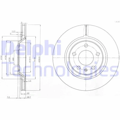 Immagine di DELPHI BG3997 Disco freno 300 22 5 ventilato Oleato non trattato senza cuscinetto ruota, anello sensore ABS AUDI: A4 B8 Avant, B7 Avant