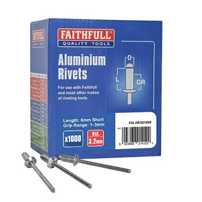 Immagine di Faithfull Rivetti corti in alluminio, 3 mm, confezione da 1000