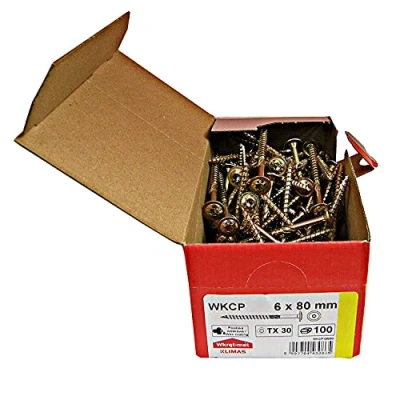 Immagine di Viti a testa piatta, per costruzioni in legno, tutte le misure, vite piatta Torx, 100 pezzi, 6x80 mm, TX30