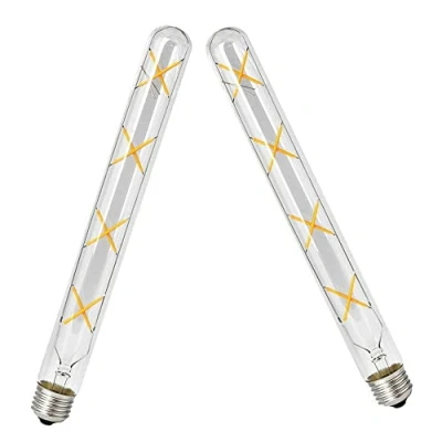 Immagine di ZYUJIA E27 T30 300mm 8W LED Edison Lampadine a Filamento Vintage(Equivalente una Lampadina Alogena da 70W) 700LM Bianco Caldo 2700K Non Dimmerabile Tubo Retrò in Vetro Trasparente E27,2 Confezioni