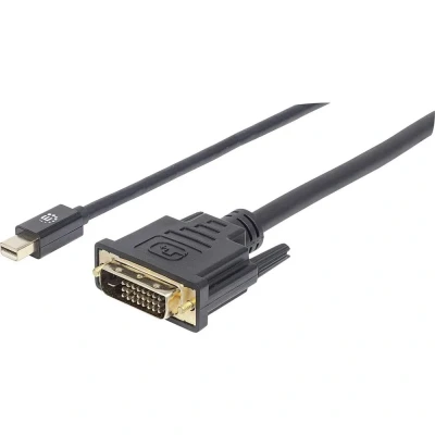 Immagine di Manhattan Mini DisplayPort / DVI Cavo adattatore Spina , D 24+1pol. 1.80 m Nero 152150 Schermatura a fogli, tondo, Certificato UL,