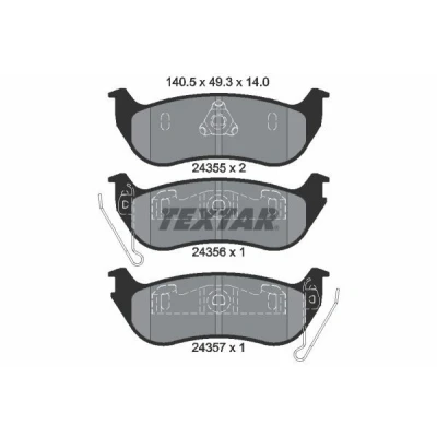 Immagine di TEXTAR 2435501 Kit pastiglie freno Non predisposto per contatto segnalazione usura JEEP: Cherokee III, WRANGLER 2