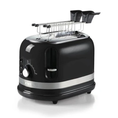 Immagine di Ariete 149 Tostapane Moderna Nero con pinze per 2 fette di pane, sandwich o toast 6 livelli doratura Scongelamento Linea