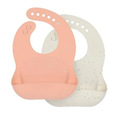 Immagine di LÄSSIG Set di bavaglini in silicone per bambini (2 pezzi) con vaschetta raccolta lavabile lavastoviglie, arancione/beige