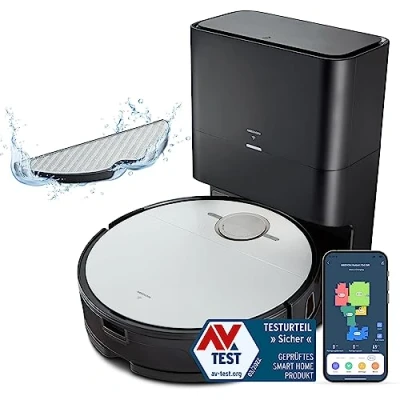 Immagine di MEDION Robot Aspirapolvere lava pavimenti con mappatura X50 SW (8000Pa, 2 in 1, Zone Go &amp; No Go, Più Piani)