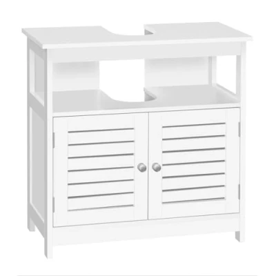 Immagine di EUGAD Armadietto Sottolavabo Bianco Mobiletto sotto Lavandino Sottolavello per Bagno con Due Ante in Legno 0015WY