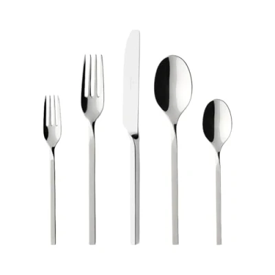 Immagine di Villeroy &amp; Boch NewWave Set Di Posate 30 Pz. Pezzi Argento,Platino, Lavabile in Lavastoviglie, 6 Persone, Forchette, Coltelli, Cucchiaio, Acciaio Inossidabile