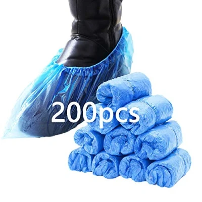 Immagine di Copriscarpe usa e getta, 200 pezzi, Antiscivolo durevole ，con Elastico Stabile, Monouso blu è resistente alla polvere