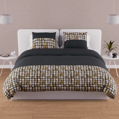 Immagine di Soleil d&#039;ocre Coperchio di Consolatore + 2 federe, Grigio, 260 x 240 cm