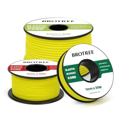Immagine di Brotree Corda Elastica 2mm x 30m Filo Elastico Gomma Elastici per Fai da Te, Artigianato, Cucito, Perline, Gioielli, Braccialetto, Tende e Zaino Giallo Fluorescente