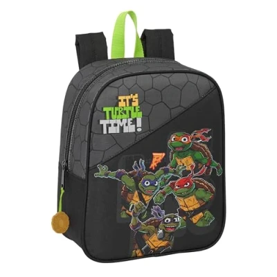 Immagine di Safta Tartugas Ninja zaino per bambini, scuola, adattabile al carrello, ideale asilo, comodo e versatile, qualità resistenza, 22 x 10 27 cm, colore grigio/nero,