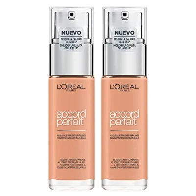 Immagine di L&#039;Oréal Paris Accord Parfait Fondotinta Fluido con Texture Ultra Leggera Idratante Acido Ialuronico Colore 5.R / 5.C Sable Rosé 2 Cosmetici