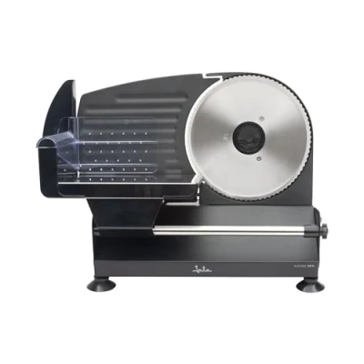 Immagine di Jata JECF1200 Tagliafitte elettrico con lama in acciaio inox estraibile. Diametro: 19 cm. Regolatore di spessore da 0 a 15 mm. Sistema sicurezza. 200 W. Taglio preciso